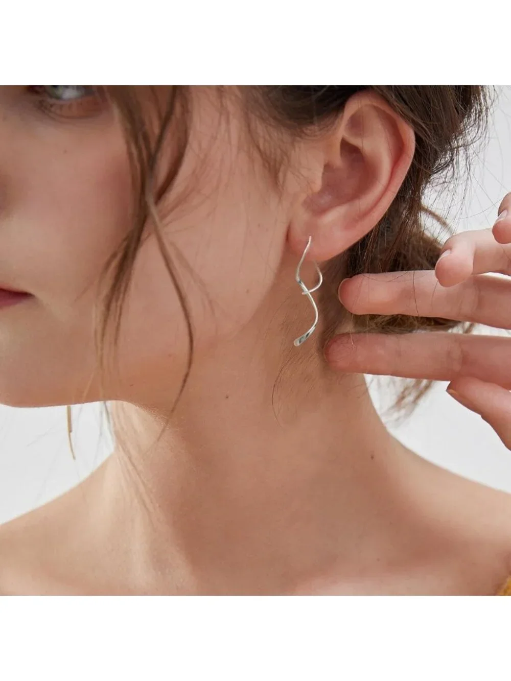 Stylish Sterling Silver Spiral Threader Earrings for Women - Elegant Pull